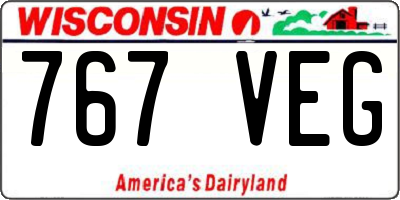 WI license plate 767VEG
