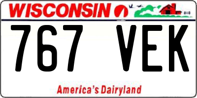 WI license plate 767VEK