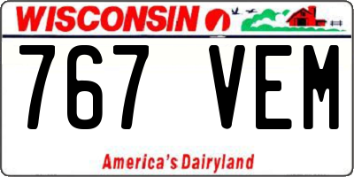 WI license plate 767VEM