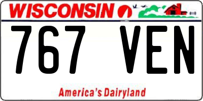 WI license plate 767VEN