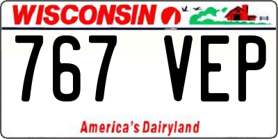 WI license plate 767VEP