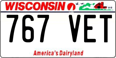 WI license plate 767VET