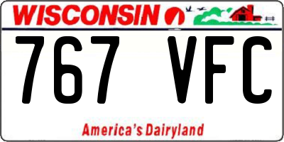 WI license plate 767VFC