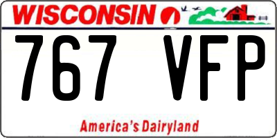 WI license plate 767VFP
