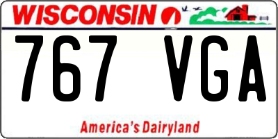 WI license plate 767VGA