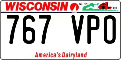 WI license plate 767VPO