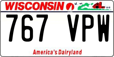 WI license plate 767VPW