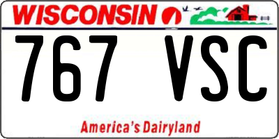 WI license plate 767VSC