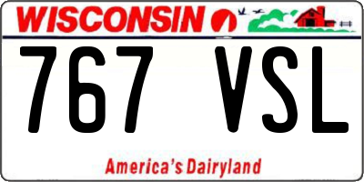 WI license plate 767VSL
