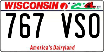 WI license plate 767VSO