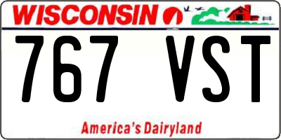 WI license plate 767VST