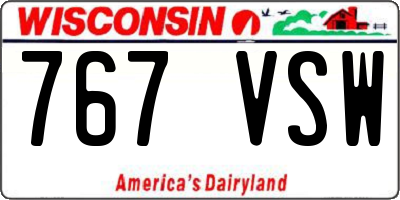 WI license plate 767VSW
