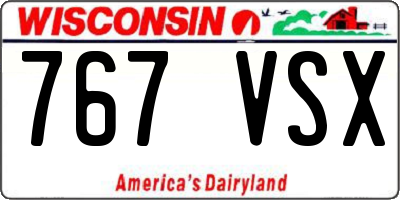 WI license plate 767VSX