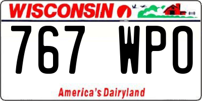 WI license plate 767WPO