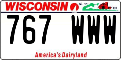 WI license plate 767WWW