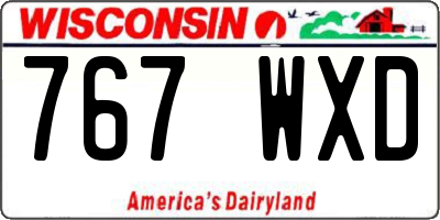 WI license plate 767WXD