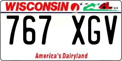 WI license plate 767XGV