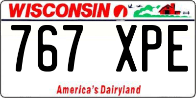 WI license plate 767XPE