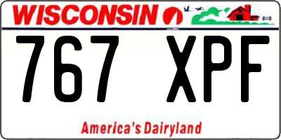 WI license plate 767XPF