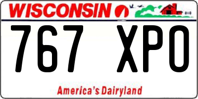 WI license plate 767XPO