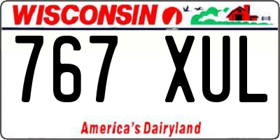 WI license plate 767XUL