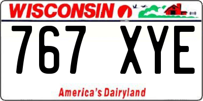 WI license plate 767XYE