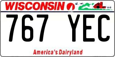 WI license plate 767YEC