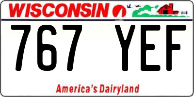 WI license plate 767YEF