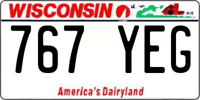WI license plate 767YEG