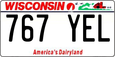 WI license plate 767YEL