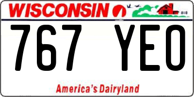 WI license plate 767YEO