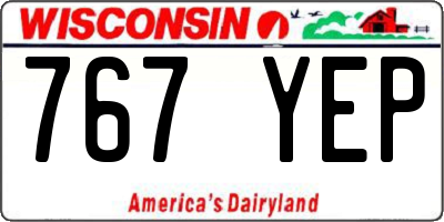 WI license plate 767YEP