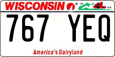 WI license plate 767YEQ