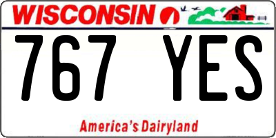 WI license plate 767YES