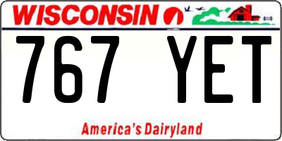 WI license plate 767YET