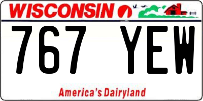 WI license plate 767YEW
