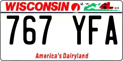 WI license plate 767YFA