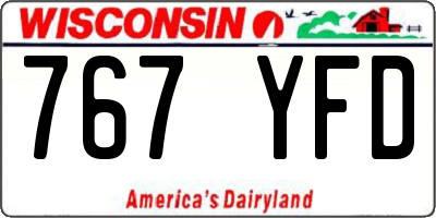 WI license plate 767YFD