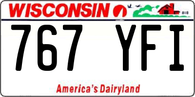 WI license plate 767YFI