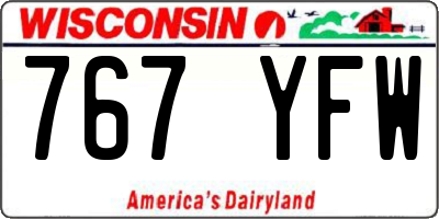 WI license plate 767YFW