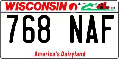 WI license plate 768NAF