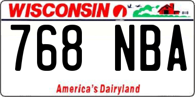 WI license plate 768NBA