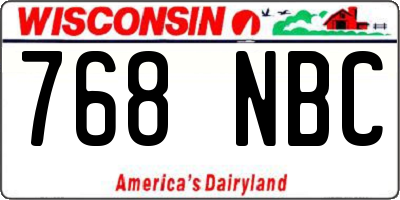 WI license plate 768NBC