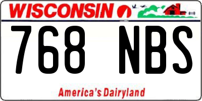 WI license plate 768NBS