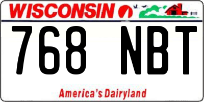 WI license plate 768NBT