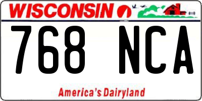 WI license plate 768NCA