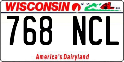 WI license plate 768NCL