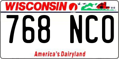 WI license plate 768NCO