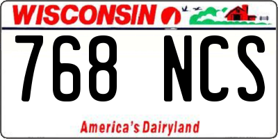 WI license plate 768NCS