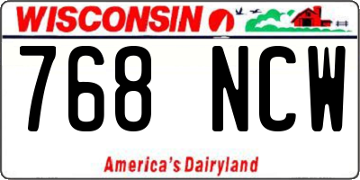 WI license plate 768NCW